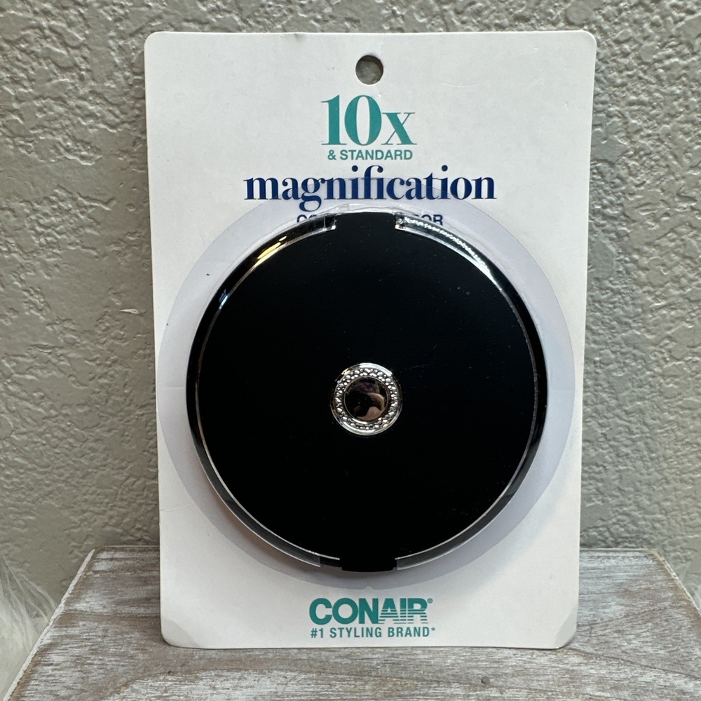 $21 🌙 Conair 7x Magnification Compact Mirror Black 1-Piece Diamond Styling New
